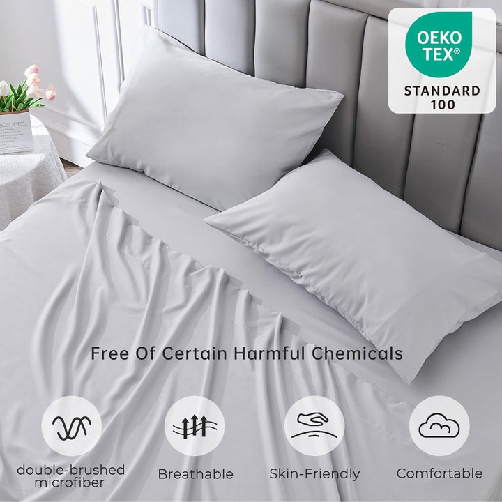 4-Piece Soft Cooling Queen Size Sheets: 14" Deep Pocket, Luxury Hotel-Grade, Shrinkage and Fade Resistant, Easy Care Bed Sheet Set | Bowlift