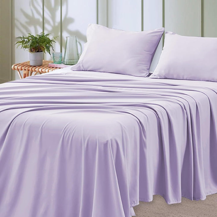 4-Piece Soft Cooling Queen Size Sheets: 14" Deep Pocket, Luxury Hotel-Grade, Shrinkage and Fade Resistant, Easy Care Bed Sheet Set | Bowlift
