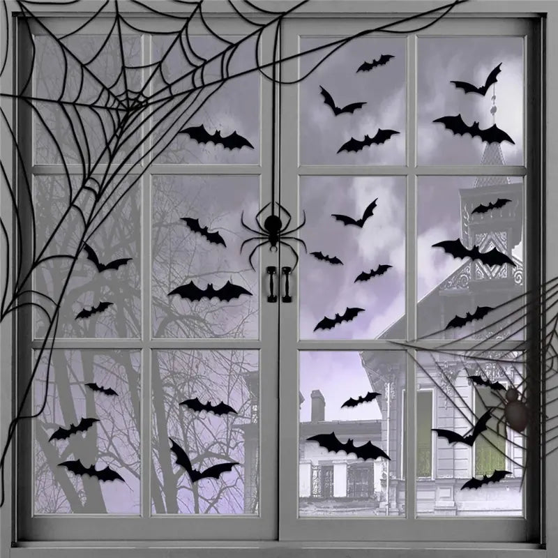 Bats Wall Decor Stickers - Halloween Decoration Stickers For Home Décor (120 Pc) Bowlift