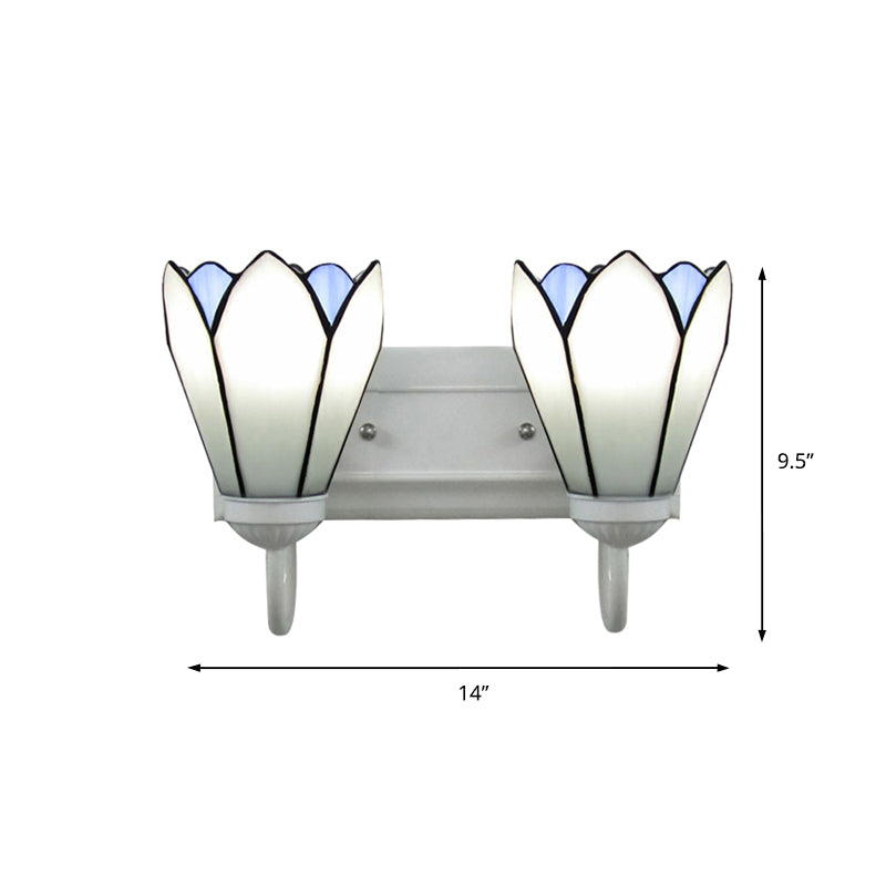BowLift | 2 Heads Wall Mounted Tiffany Lily White Glass Wall Light Fixture for Bedroom