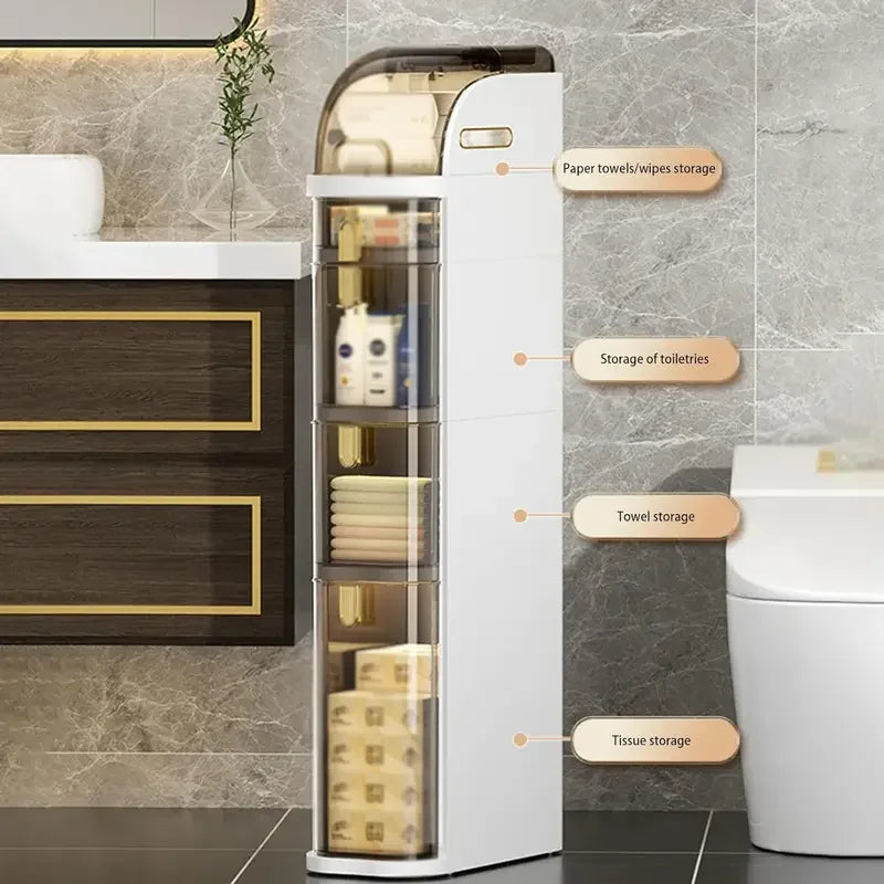 BowLift | BathroomBliss Rolling Cabinet | Space-saving bathroom solution with wheels for easy moving