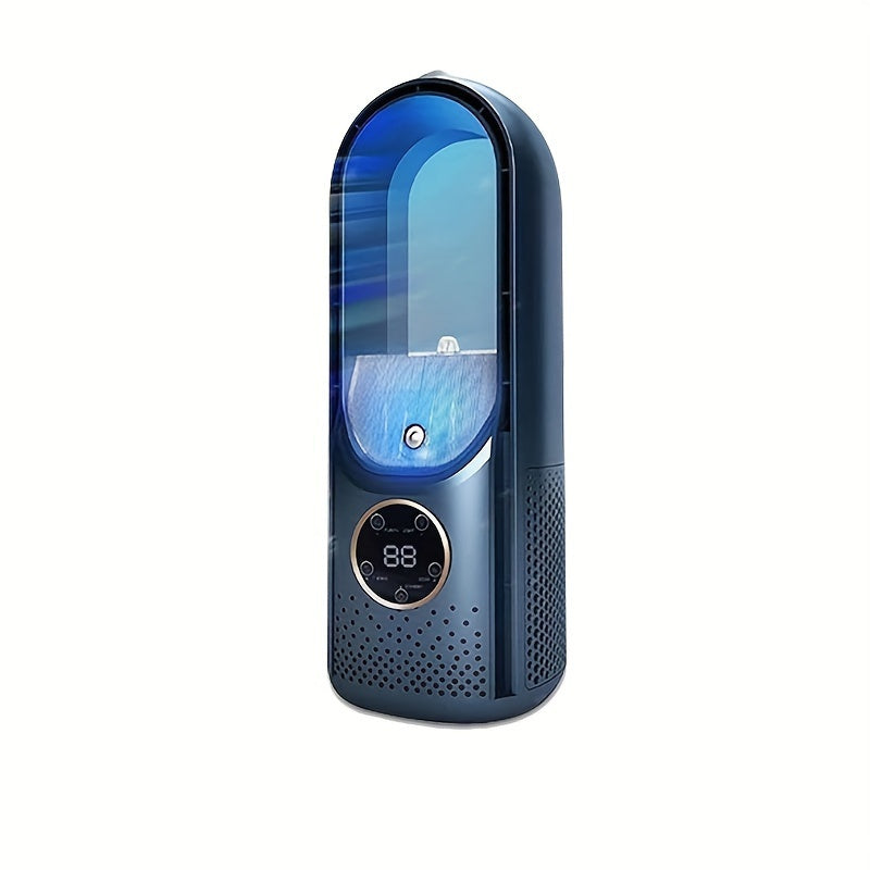 Portable Bladeless Air Conditioning Fan with Nightlight – 6 Speed Humidifier and Purifier, Quiet USB Desktop Cooler for Bedrooms and Rooms | Bowlift