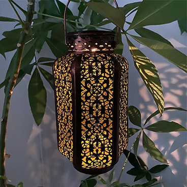 Modern Art Deco Solar Waterproof Hexagonal Lantern Iron LED Outdoor Light For Garden | Bowlift