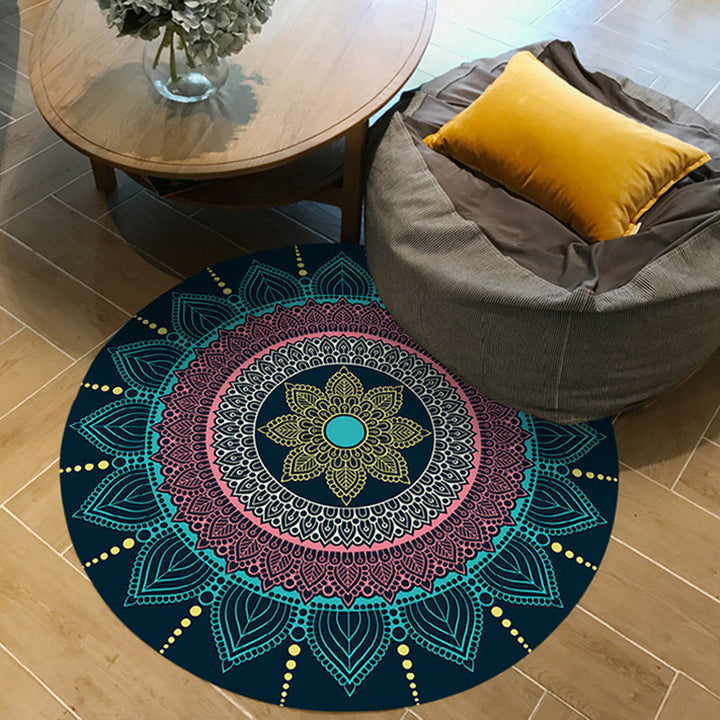 Moroccan floral patterned rug Multicolored polyester rug Washable pet-friendly non-slip rug for the living room | Bowlift
