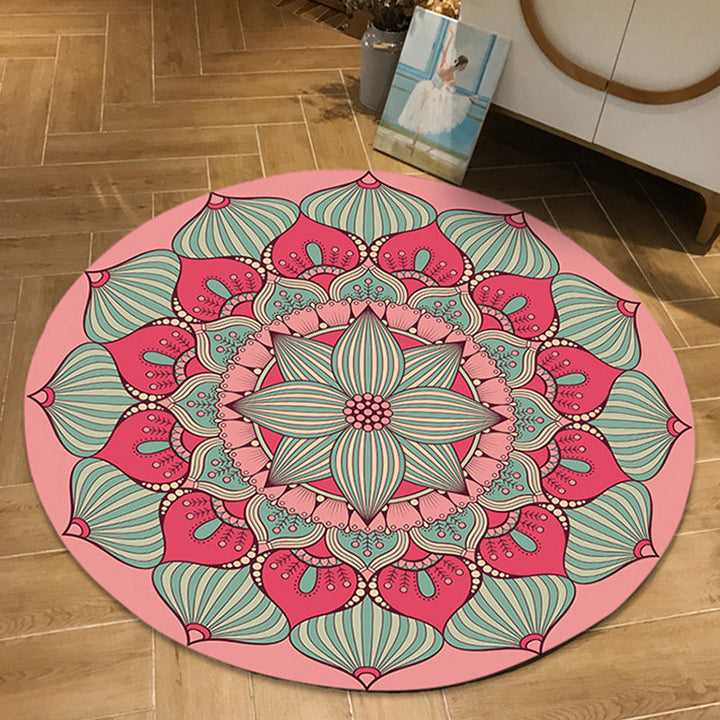 Moroccan floral patterned rug Multicolored polyester rug Washable pet-friendly non-slip rug for the living room | Bowlift