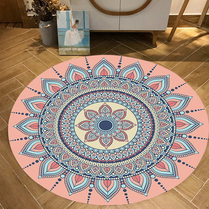 BowLift | Moroccan Floral Pattern Rug Multicolor Polyester Rug Washable Pet-Friendly Non-Slip Rug for Living Room