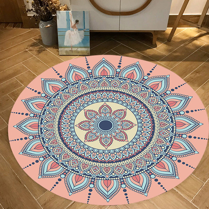 Moroccan floral patterned rug Multicolored polyester rug Washable pet-friendly non-slip rug for the living room | Bowlift