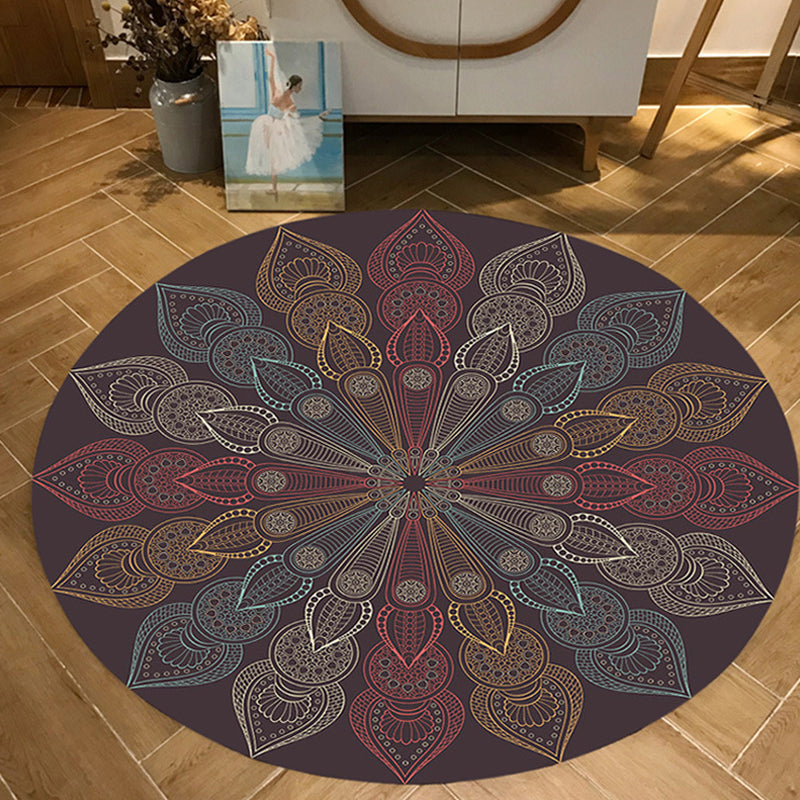 Moroccan floral patterned rug Multicolored polyester rug Washable pet-friendly non-slip rug for the living room | Bowlift