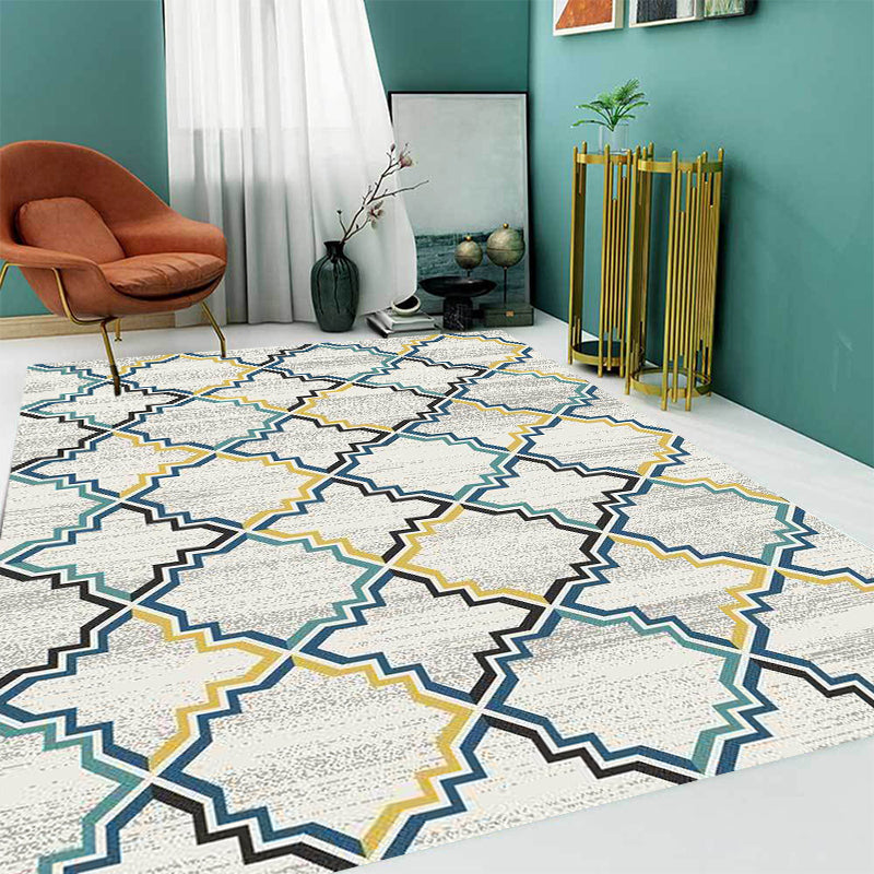 Stylish striped rug with floral gray and yellow Bohemian rug synthetic pet-friendly non-slip backing washable area rug for the living room | Bowlift