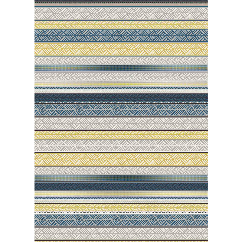 Stylish striped rug with floral gray and yellow Bohemian rug synthetic pet-friendly non-slip backing washable area rug for the living room | Bowlift
