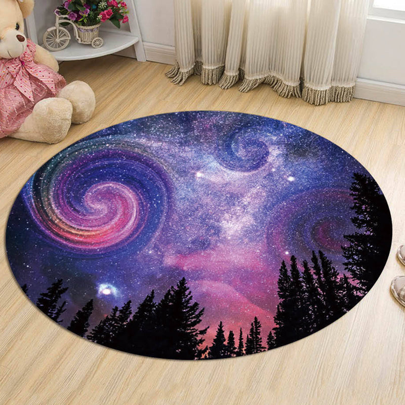 BowLift | Nordic Galaxy Pattern Rug Black and Blue Kids Rug Polyester Pet Friendly Washable Rug for the Children's Room