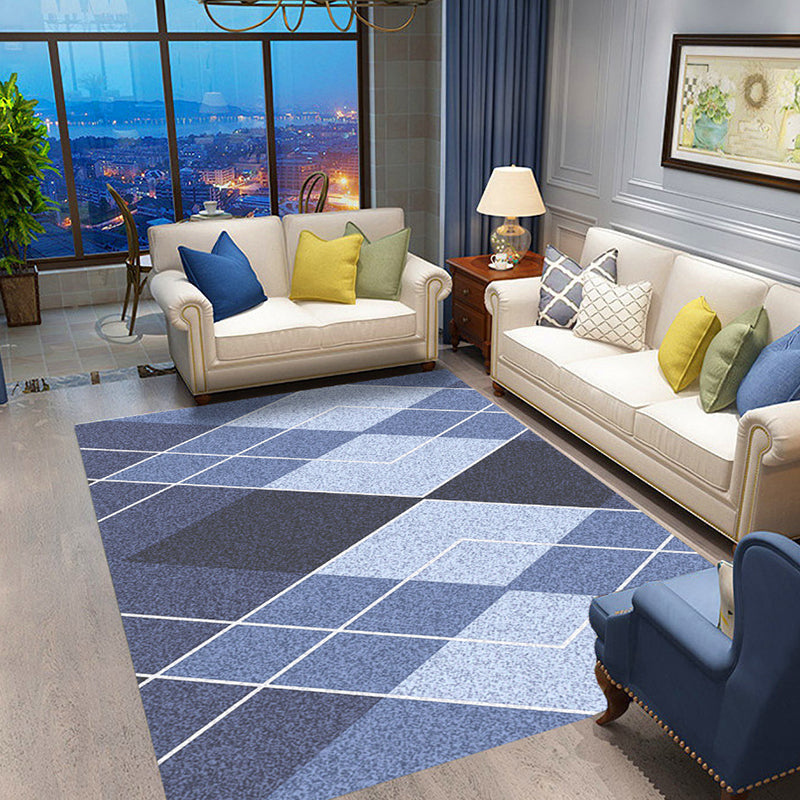 Colored geometric patterned carpet blue modern carpet polyester washable dog-friendly non-slip carpet for the living room | Bowlift