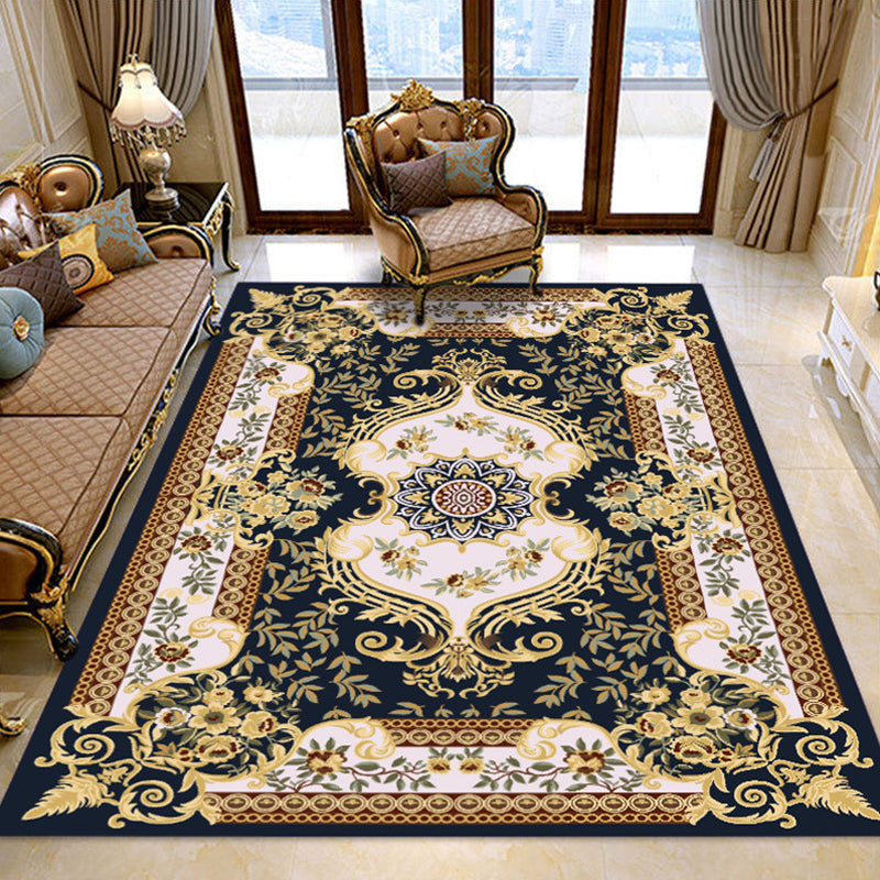 BowLift | Retro medallion pattern carpet multicolored carpet synthetic washable pet-friendly non-slip carpet for living room
