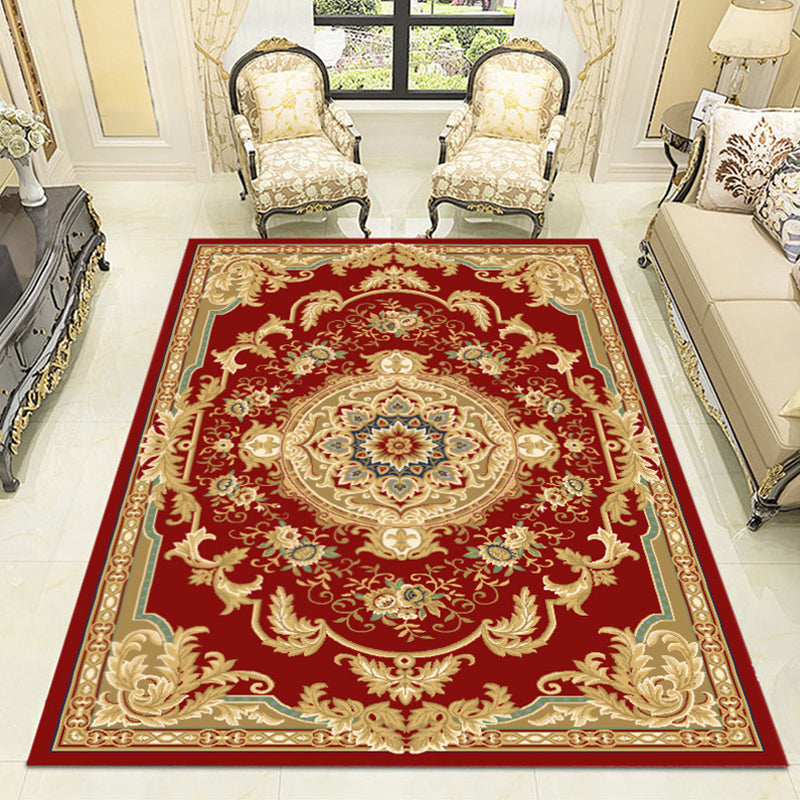 BowLift | Retro medallion pattern carpet multicolored carpet synthetic washable pet-friendly non-slip carpet for living room