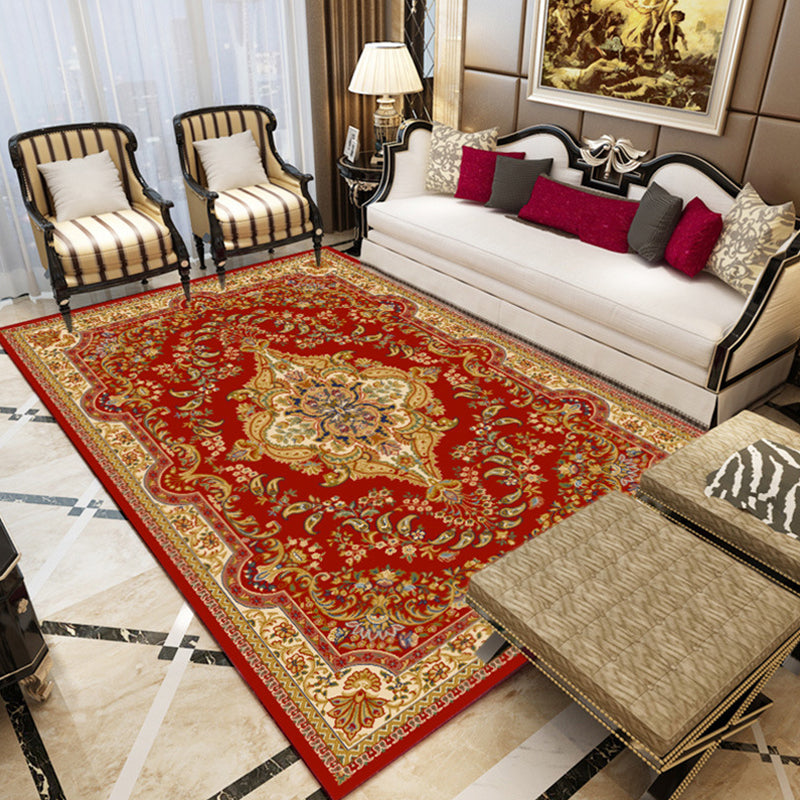 BowLift | Retro medallion pattern carpet multicolored carpet synthetic washable pet-friendly non-slip carpet for living room