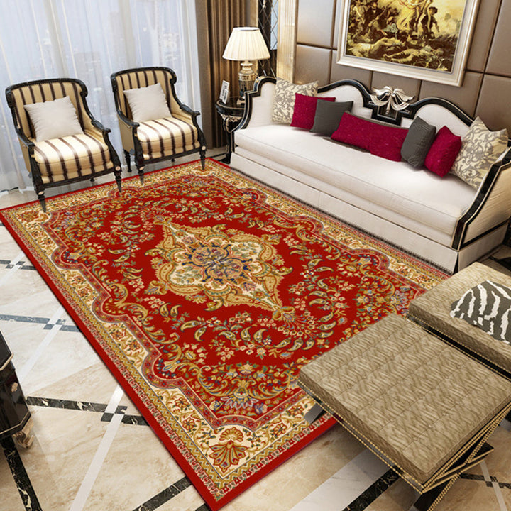 Retro medallion pattern rug multicolored rug synthetic washable pet-friendly non-slip rug for the living room | Bowlift