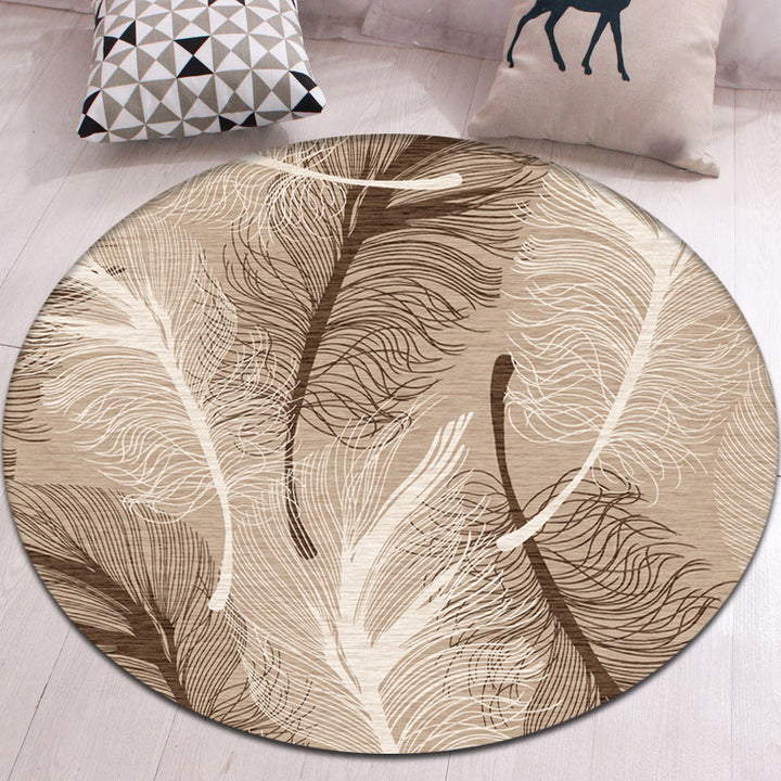 Modern botanical patterned rug with feather, multicolored polyester rug, washable, pet-friendly, non-slip rug for the living room | Bowlift