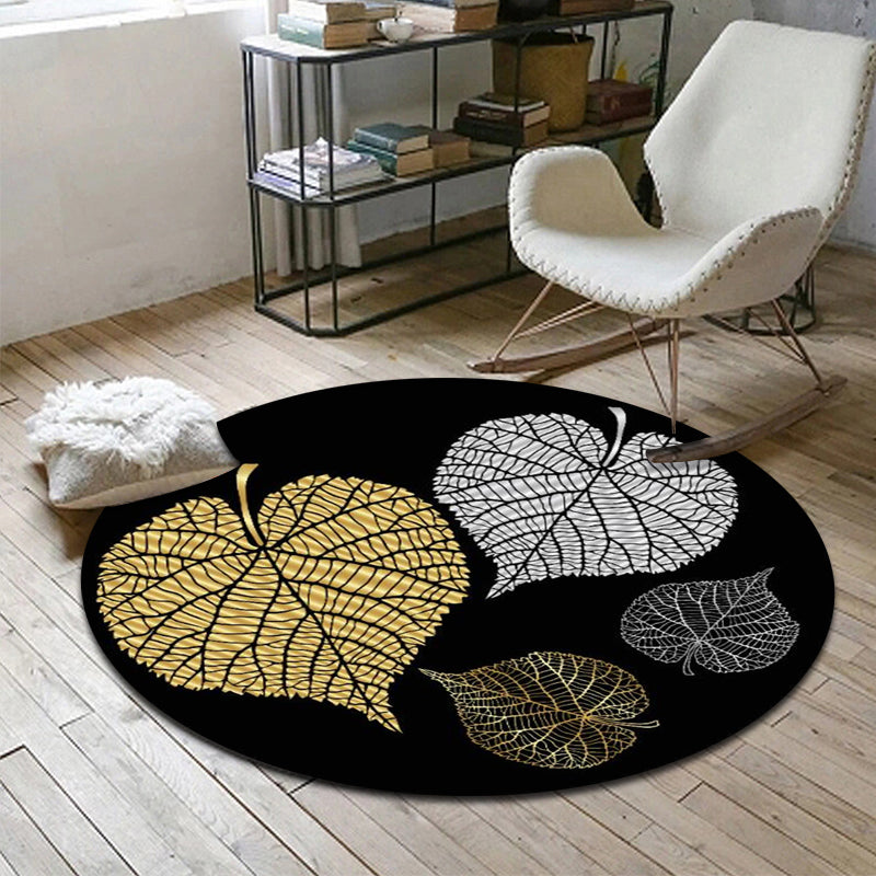 Modern botanical patterned rug with feather, multicolored polyester rug, washable, pet-friendly, non-slip rug for the living room | Bowlift