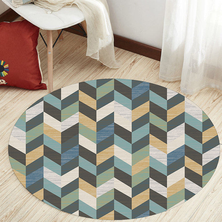 Unique geometric patterned rug Multi-colored modern rug Polyester washable pet-friendly non-slip rug for the home office | Bowlift