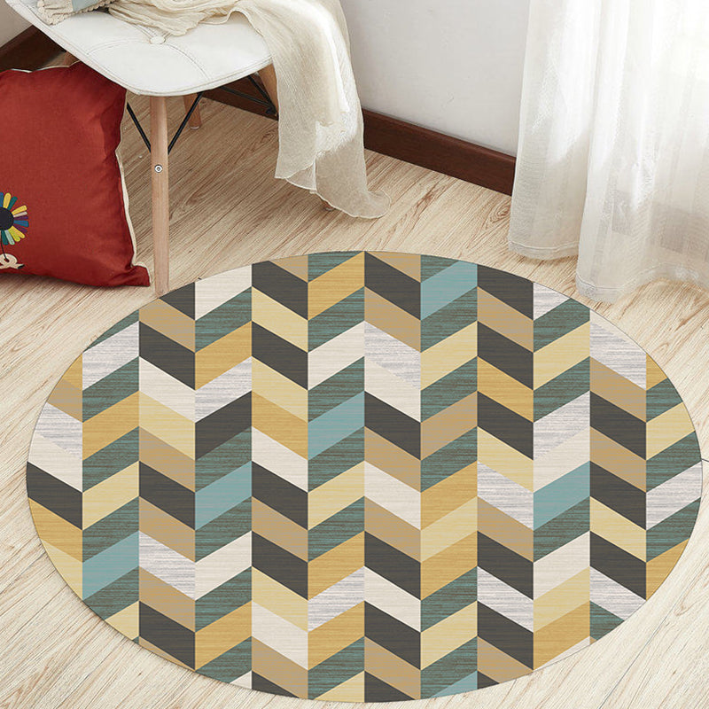 Unique geometric patterned rug Multi-colored modern rug Polyester washable pet-friendly non-slip rug for the home office | Bowlift