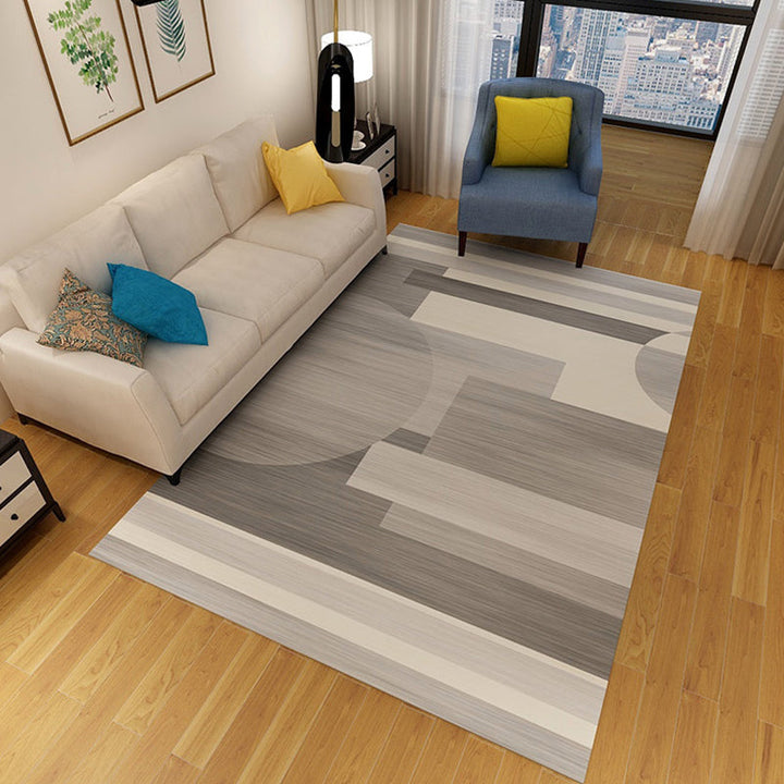 New arrival Geometric pattern rug Beige and Gray Polyester rug Washable Pet-friendly Non-slip rug for the living room | Bowlift