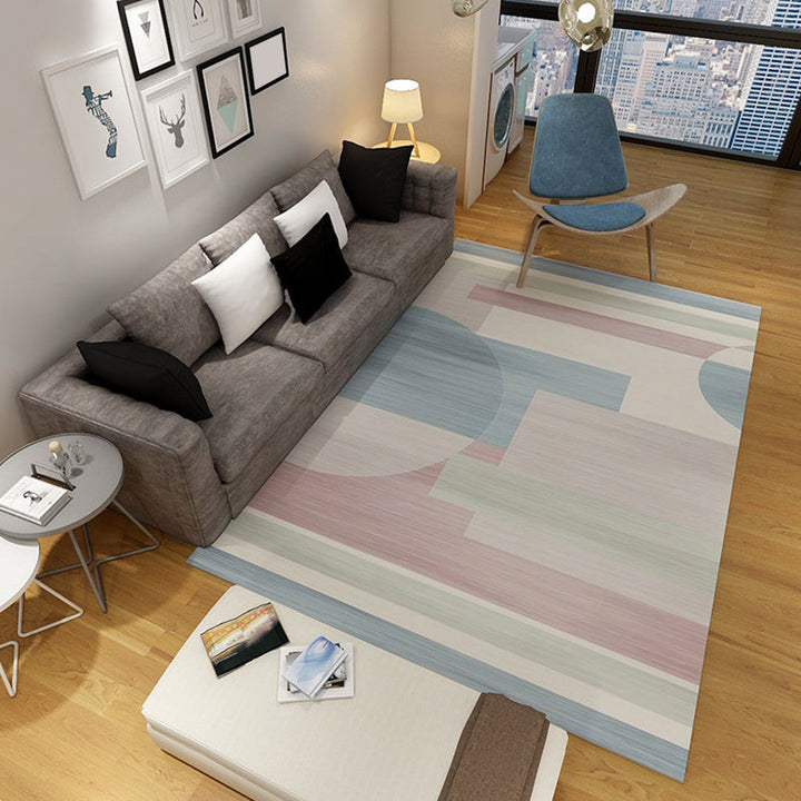 New arrival Geometric pattern rug Beige and Gray Polyester rug Washable Pet-friendly Non-slip rug for the living room | Bowlift
