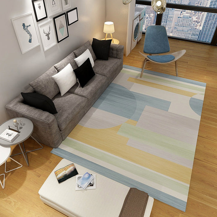 New arrival Geometric pattern rug Beige and Gray Polyester rug Washable Pet-friendly Non-slip rug for the living room | Bowlift