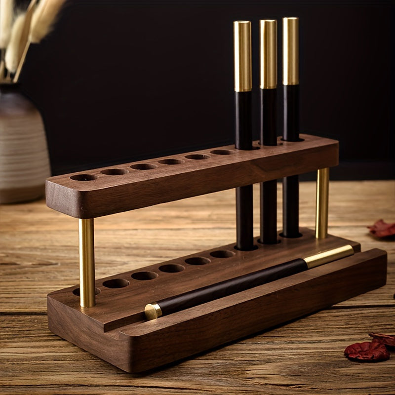 BowLift | Luxury Desk Organizer made of Solid Walnut – With Brass-colored Accents