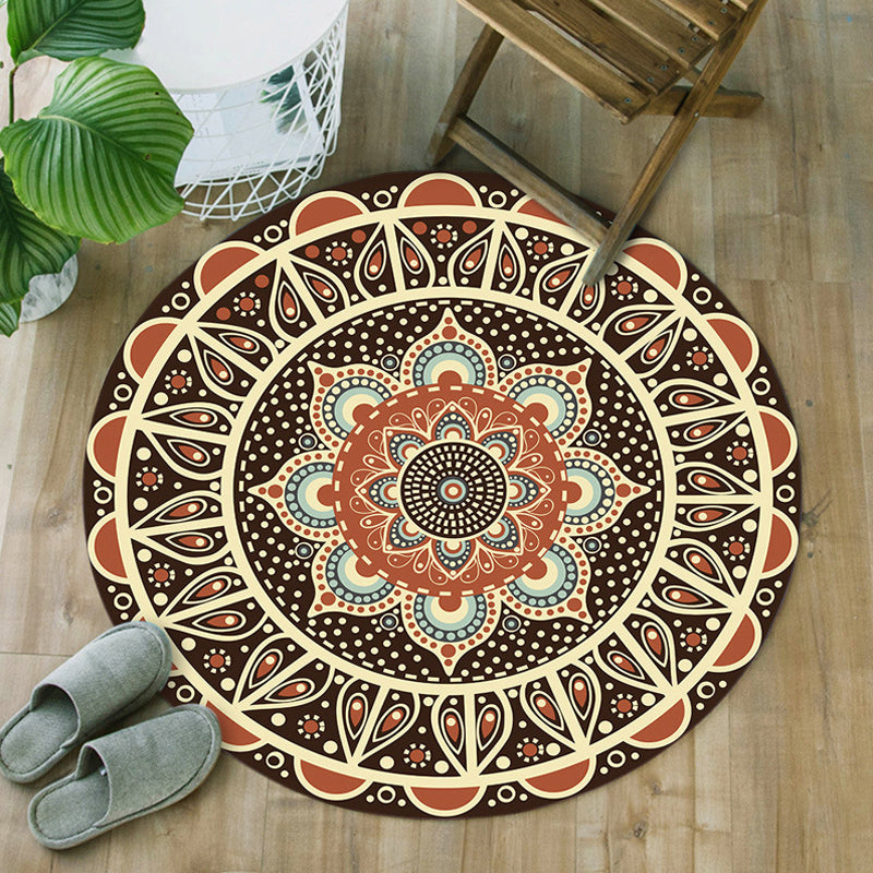 BowLift | Moroccan Floral Pattern Rug Multicolor Synthetic Rug Washable Pet Friendly Non-Slip Living Room Rug for Bedroom