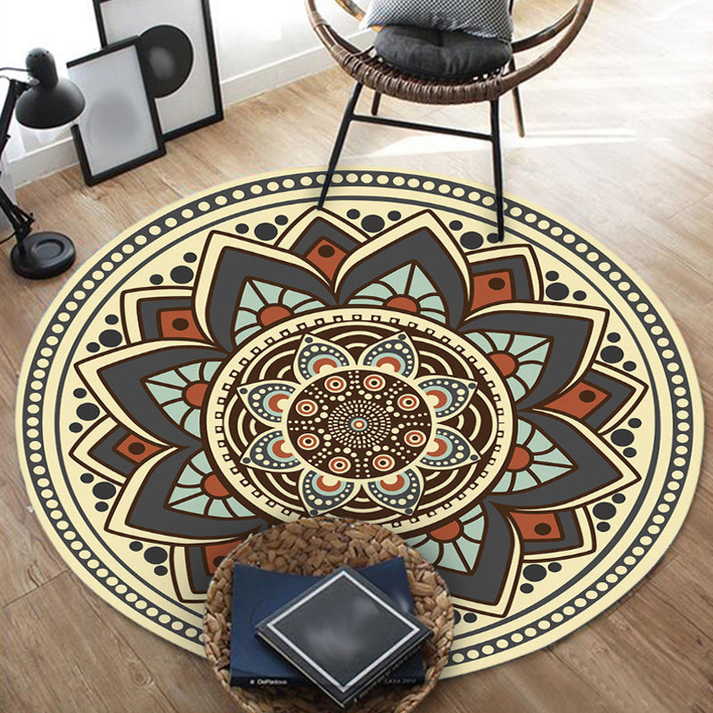 Moroccan Floral Pattern Rug Multicolor Synthetic Rug Washable Pet-Friendly Non-Slip Rug for the Bedroom | Bowlift