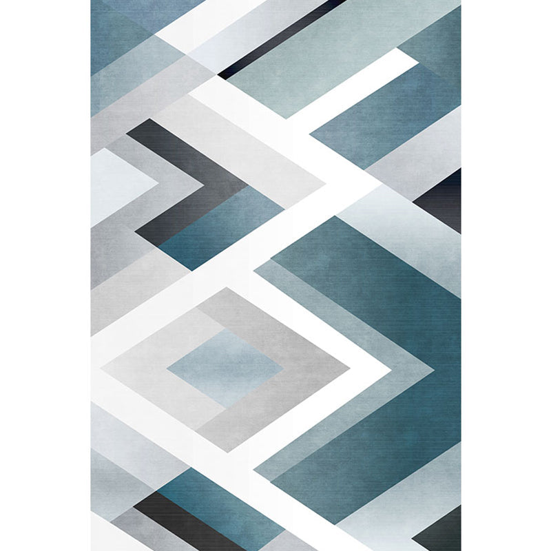 Unique geometric pattern rug Blue and White Modern rug Polyester Washable Pet-friendly Non-slip rug for the living room | Bowlift