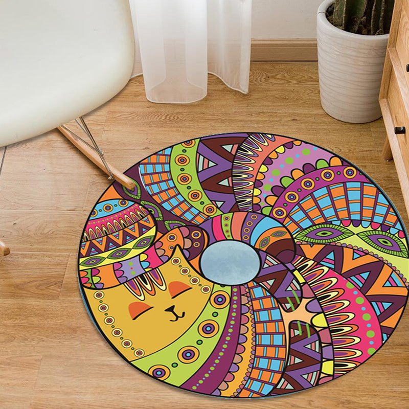 BowLift | Colorful Cartoon Animal Pattern Carpet with Fish Multicolor Children’s Carpet Polyester Washable Pet-Friendly Non-Slip Rug for Children’s Room