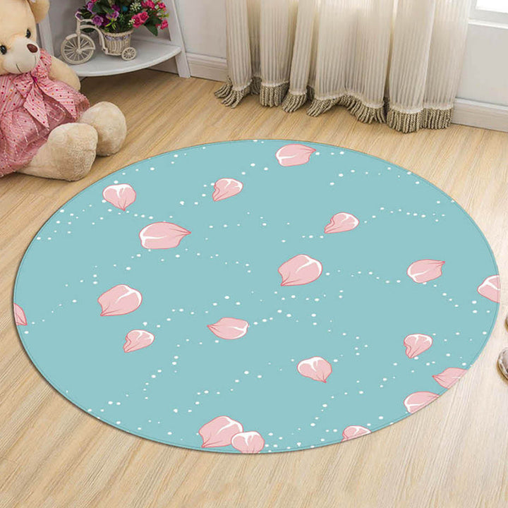 BowLift | Novelty Flower Pattern Rug with Branch Pink and Blue Kids Rug Cotton Washable Pet Friendly Anti-Slip Carpet for Children's Room