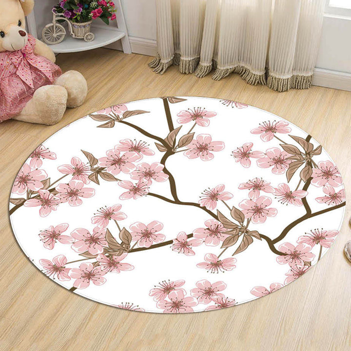 BowLift | Novelty Flower Pattern Rug with Branch Pink and Blue Kids Rug Cotton Washable Pet Friendly Anti-Slip Carpet for Children's Room