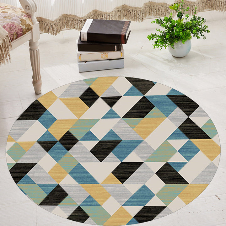 Modernism Geometric Pattern Carpet Multicolor Polyester Carpet Washable Pet-Friendly Non-Slip Carpet for the Living Room | Bowlift