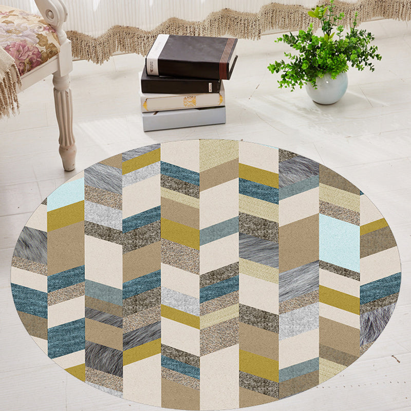 Modernism Geometric Pattern Carpet Multicolor Polyester Carpet Washable Pet-Friendly Non-Slip Carpet for the Living Room | Bowlift