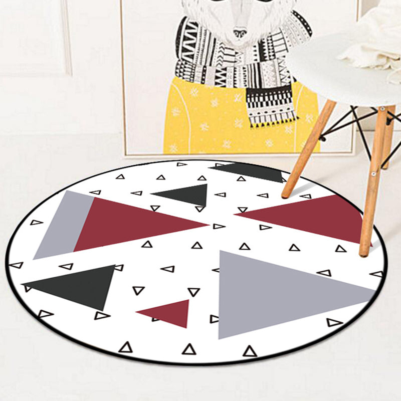 Simple geometric pattern rug multicolored Nordic rug polyester pet-friendly non-slip backing washable area rug for the living room | Bowlift