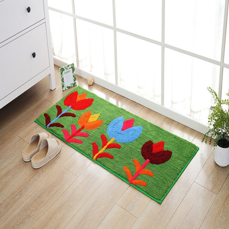 BowLift | Blue and orange children's carpet polyester leaf and flower pattern carpet pet-friendly washable non-slip backing carpet for decoration