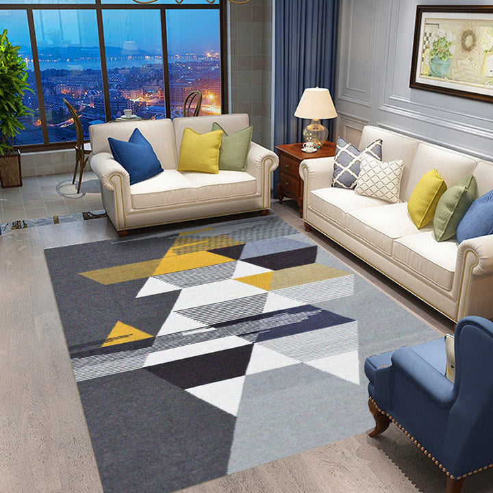 Casual geometric patterned rug with stripes Multicolored Nordic rug Polyester Pet-friendly Non-slip backing Washable rug for the living room | Bowlift