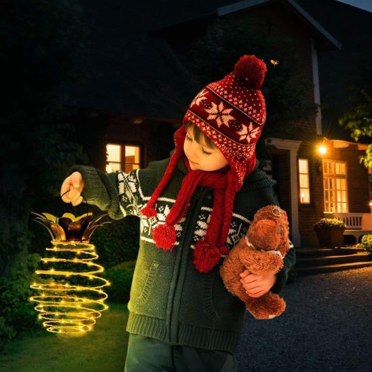 BowLift | Solar Pineapple Iron Lantern LED Copper Wire Outdoor Waterproof Garden Decorative Hanging Lights