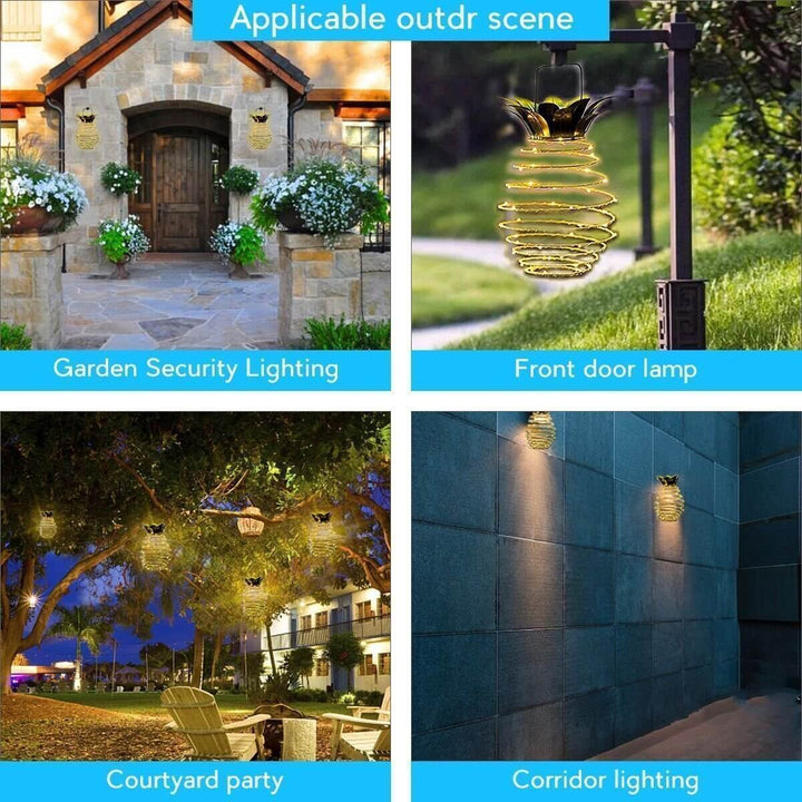 BowLift | Solar Pineapple Iron Lantern LED Copper Wire Outdoor Waterproof Garden Decorative Hanging Lights
