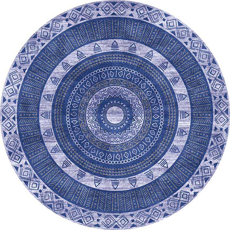 BowLift | Moroccan tribal circles pattern rug multicolor boho rug polyester pet-friendly non-slip backing washable area rug for the living room