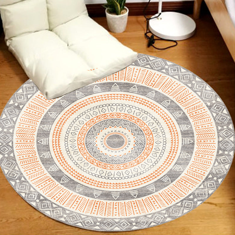 BowLift | Moroccan tribal circles pattern rug multicolor boho rug polyester pet-friendly non-slip backing washable area rug for the living room