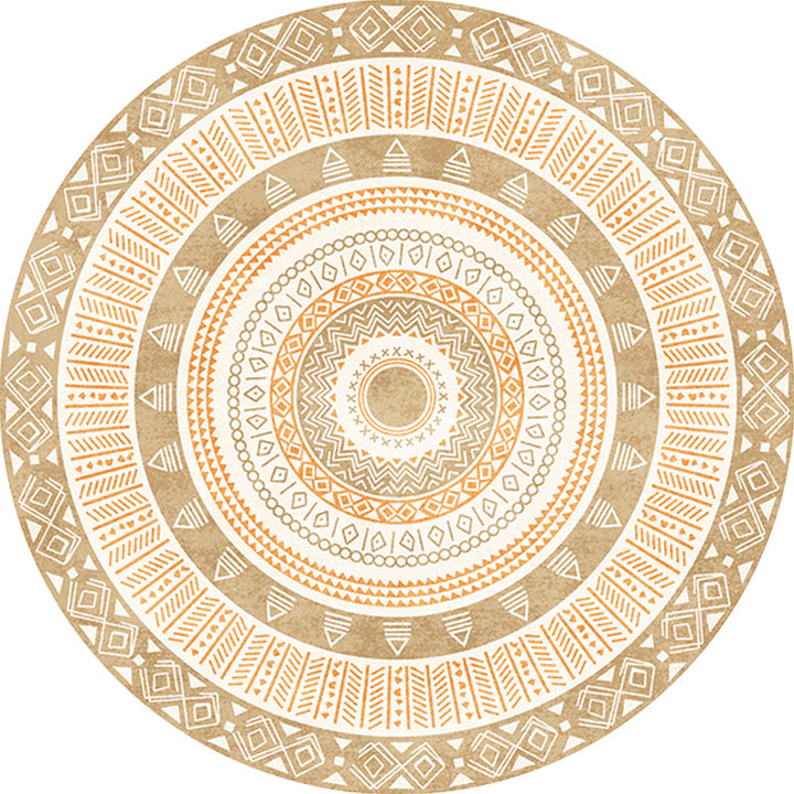 BowLift | Moroccan tribal circles pattern rug multicolor boho rug polyester pet-friendly non-slip backing washable area rug for the living room