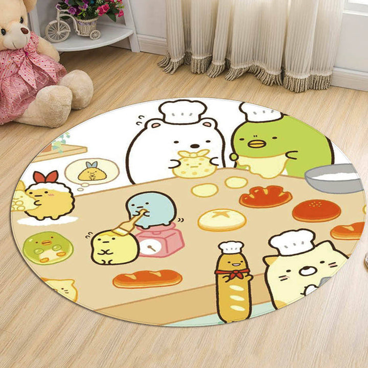 BowLift | Green and Blue Children's Rug Polyester Cartoon Character Pattern Rug Pet Friendly Washable Non-Slip Back Carpet for Decoration