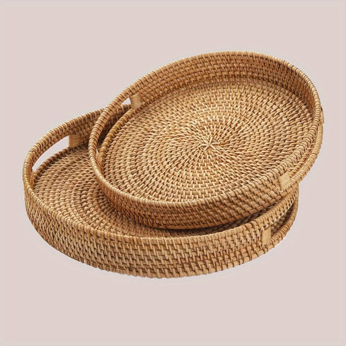 RattanServe - Elegant Handmade Tray of Natural Rattan Bowlift
