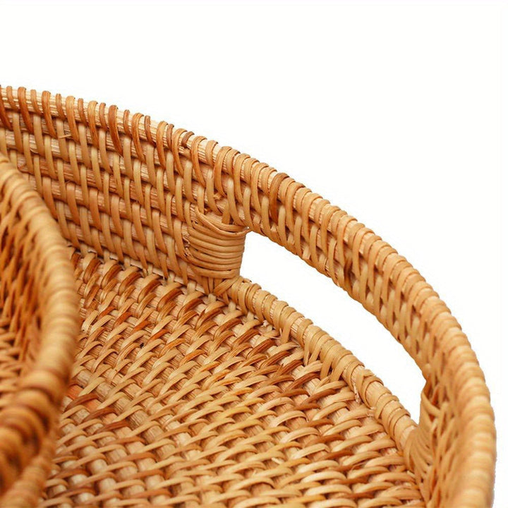 RattanServe - Elegant Handmade Tray of Natural Rattan Bowlift