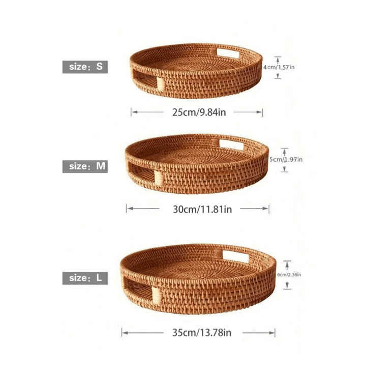 RattanServe - Elegant Handmade Tray of Natural Rattan Bowlift