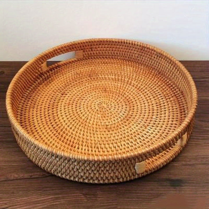 RattanServe - Elegant Handmade Tray of Natural Rattan Bowlift