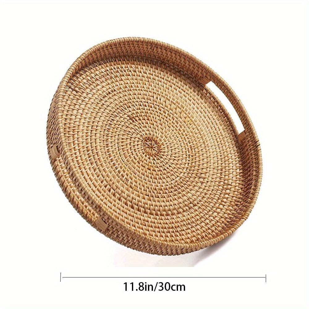 RattanServe - Elegant Handmade Tray of Natural Rattan Bowlift